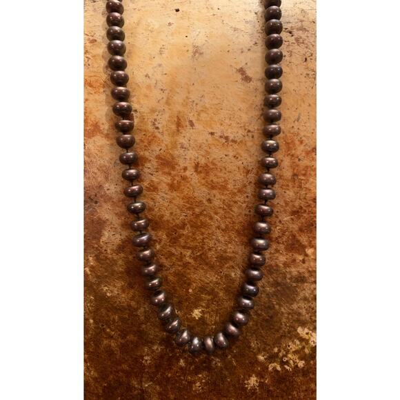 14K Gold and Peacock Button Shaped Pearl Necklace Vintage - Picture 2 of 4